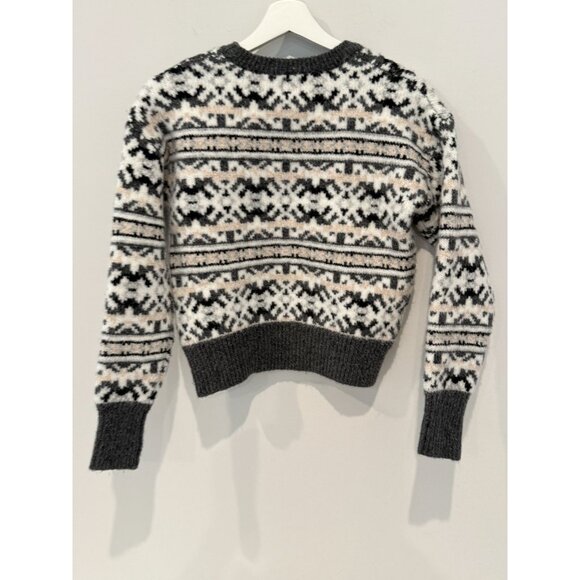 Gap Sweater Womens Crewneck Fair Isle Preppy Size XS Knit Top Gray Neutral Fall - Picture 6 of 13